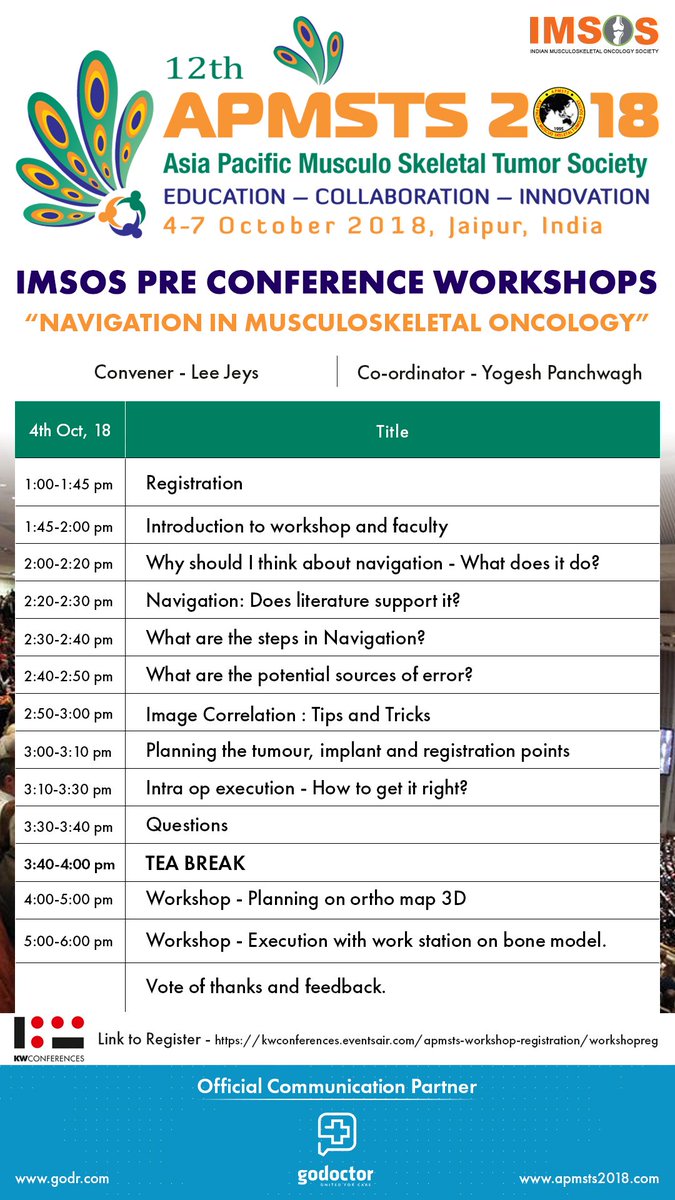 apmsts2018's tweet photo. A detailed program schedule for the IMSOS Pre-Conference Workshops to be held on 4th October, 2018. #APMSTS2018 https://t.co/AHqYb7g9vv