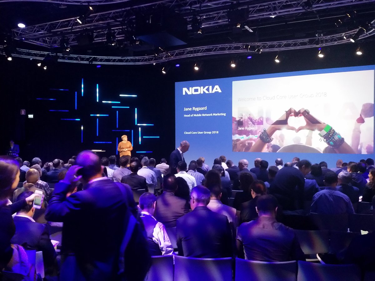 SatuHuuhtanen's tweet photo. Our Jane Rygaard opening #Nokia Cloud Core User Group 2018 at Nokia HQ in Espoo - with more customers joining than ever before! @janerygaard #ug18 https://t.co/00jRylCVT1