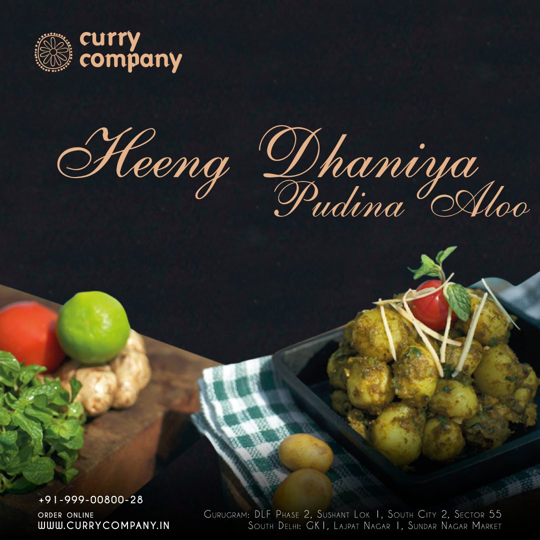 Good Food, Good Life... 
.
#Tuesday 
.
Heeng Dhaniya Pudina Aloo.. 'Just on of our mesmerising dishes to satiate the veggie hunger..
.
Order Online at ht.ly/PUFF30lRuA9
.
#currycompany #currycompanyind #gurgaon #veggie #photooftheday #instaalert #nomnom #vegetariandelight
