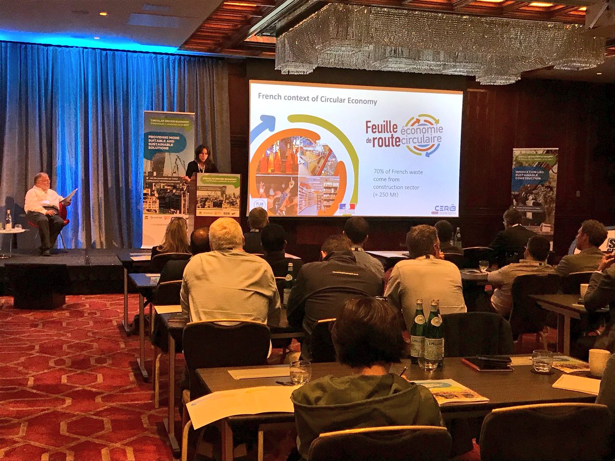 CDEconomy's tweet photo. We are delighted to have Dr Marjorie Petitpain from @Le_CERIB to discuss the opportunities for reusing C&amp;D waste materials in concrete, and the current situation in France where 70% of waste material is construction waste. 

#CDWSymposium2018 #circulareconomy https://t.co/rlbM4FO7vP