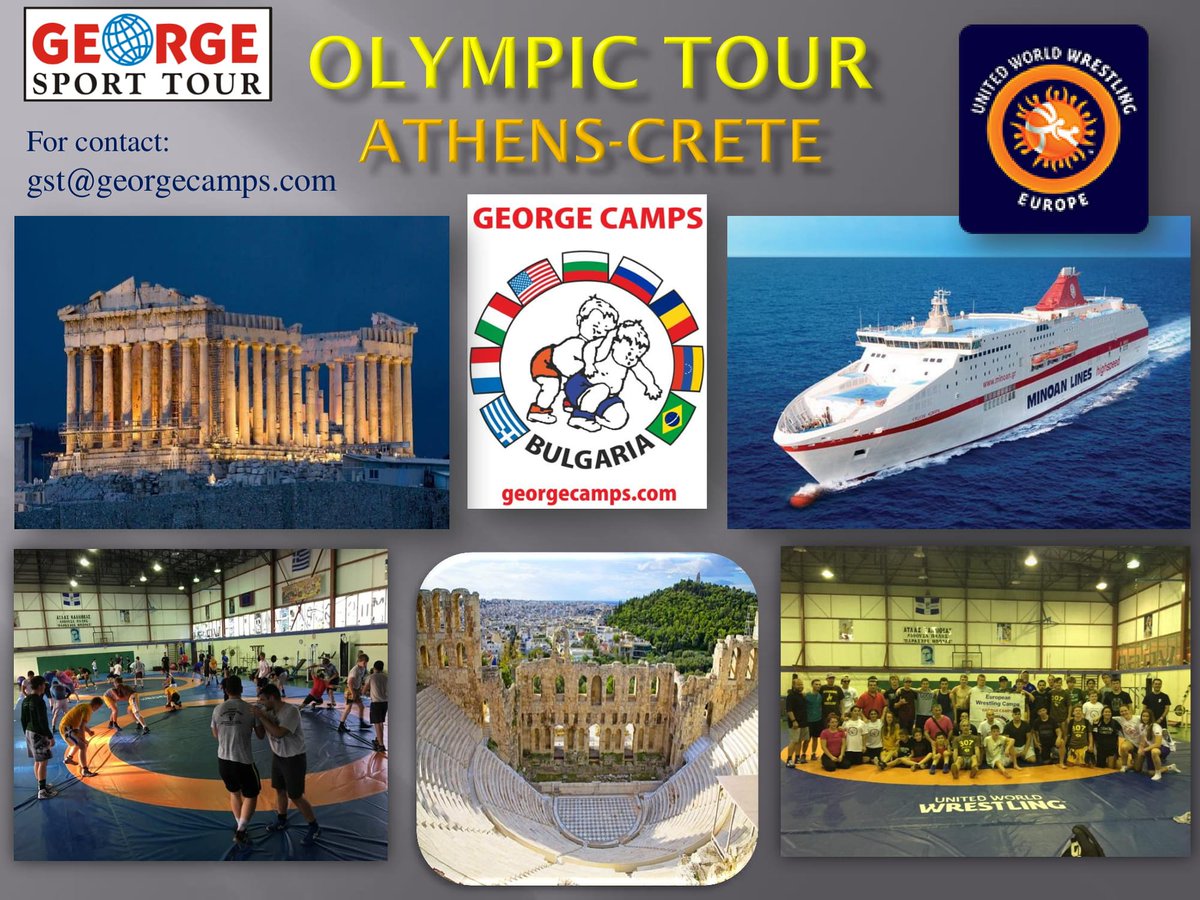 Olympic Tour!
Training with Greece&amp;Crete teams &amp;  clinics with World level coaches. Two Competitions!
Greece&amp;Crete Olympic history.
Enjoying crossing the Mediterranean with FERRY! 
Be part of this unforgettable experience!
*For more INFO , please contact us at gst@georgecamps.com
