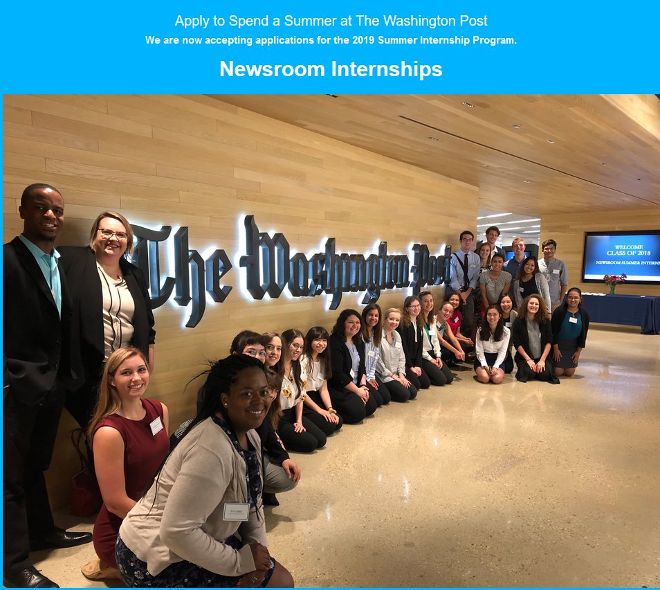 The Washington Post 2019 Newsroom Summer paid Internship for young professionals <a href="/washingtonpost/">The Washington Post</a> #Africa goo.gl/4JxzUF