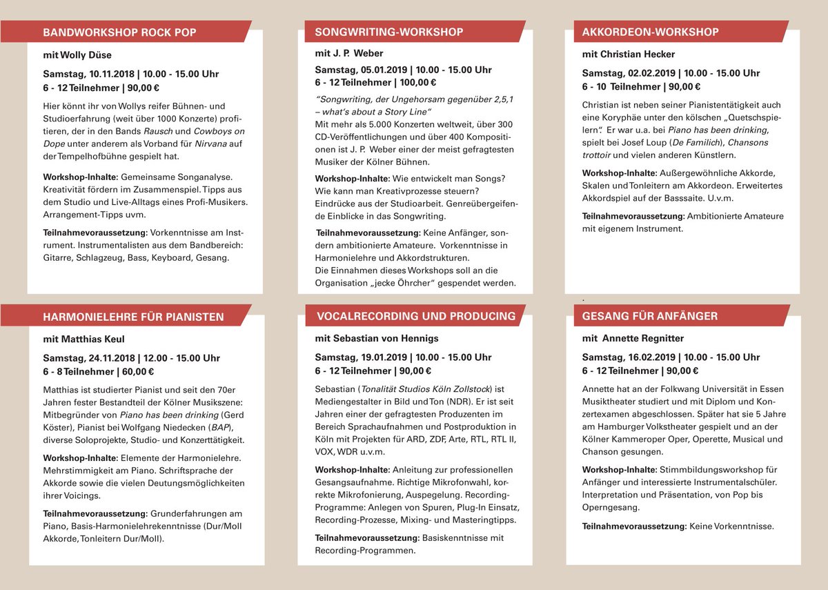 musik_koeln's tweet photo. WORKSHOP
Wir veranstalten im neuen Schuljahr mit renommierten Kölner Künstlern wie Joerg Paul Weber, Fabio Bacchet, Wolly Düse, Matthias Keul, Annette Regnitter, Sebastian von Hennigs, Christian Hecker und Andreas Süsterhenn tolle Workshops
#workshops #Musikschule #Musikworkshops https://t.co/mcxfullmk5