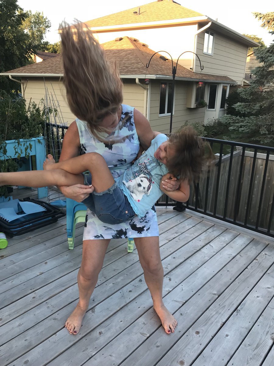 Learnhandtalk's tweet image. I love this SO much. My friend’s daughter’s bday party. She was adopted from Serbia is nonverbal &amp;amp; has Down syndrome (we use sign language with her) she loves to dance. I’m spinning her around &amp;amp; playing her as an air guitar. She had a blast &amp;amp; can’t get over my troll hair 😂😂