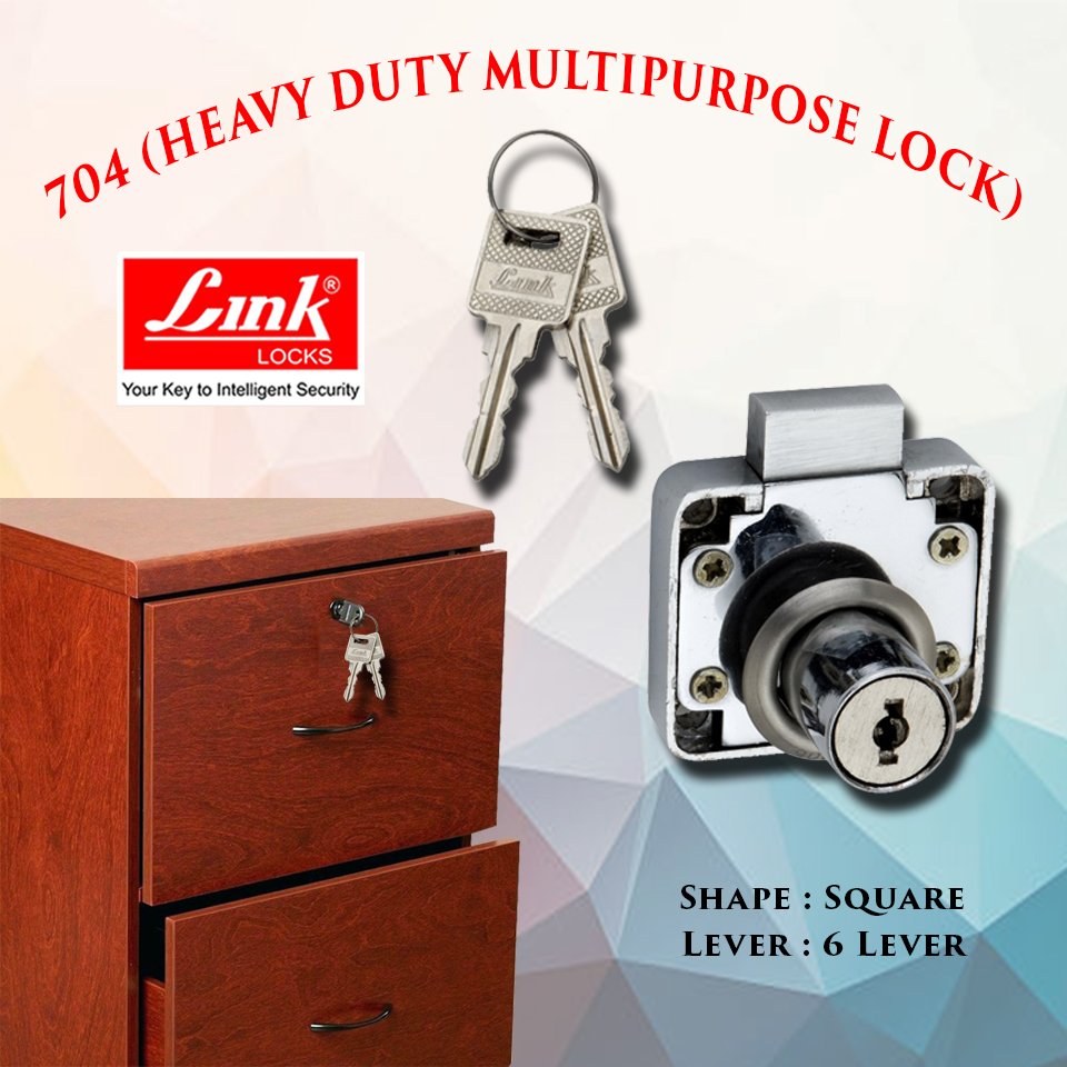 linklocksindia's tweet photo. This square shaped heavy-duty multipurpose lock is used in furniture such as wooden box and drawer. It contains 6 levers and comes with 2 keys that are reliable in the shackle. It has a whole metallic finish and has a long durability.
#LinkLocks #Locks #FurnitureLock #DrawerLocks https://t.co/VMPDrkib3x