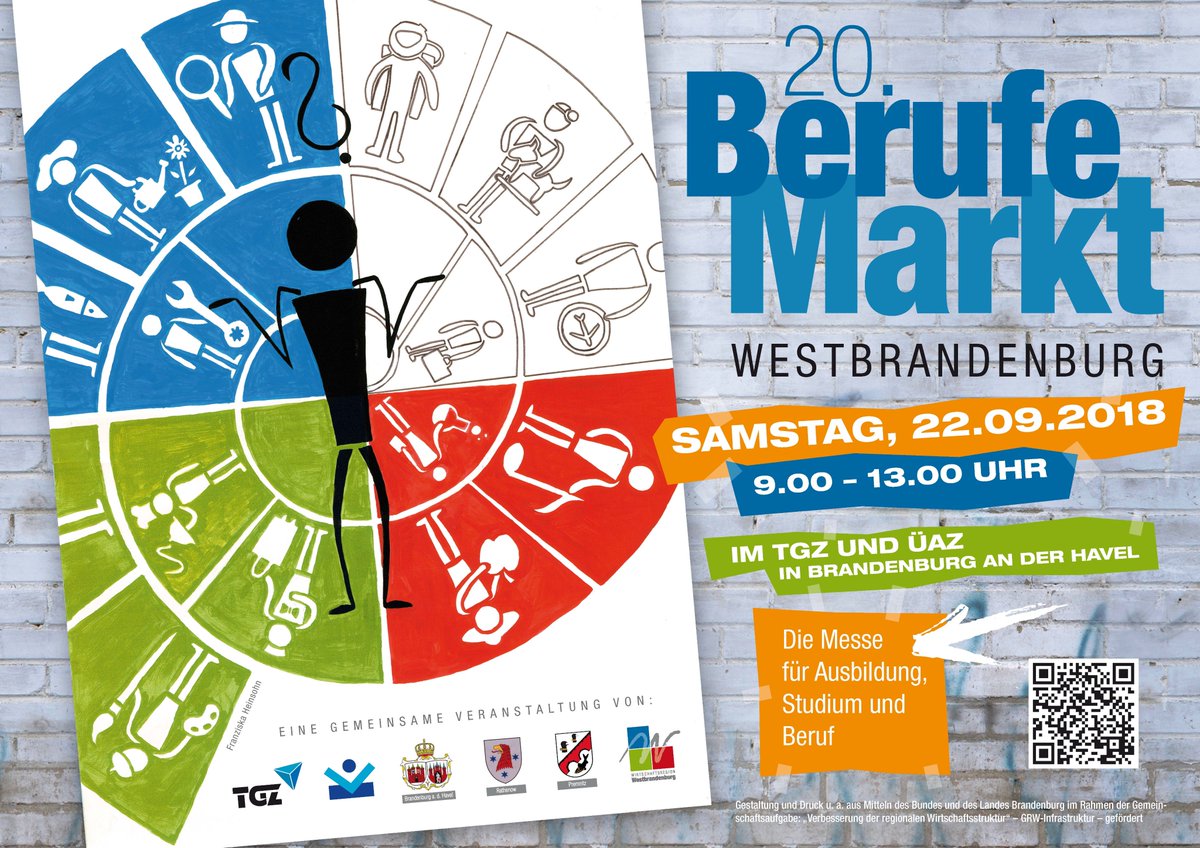 AzubiWeb's tweet photo. Der 20. Berufemarkt naht! Nur noch 4 Tage bis zum #Berufemarkt #Westbrandenburg in @Stadt_BRB . Und damit sind es auch nur noch 4 Tage bis zur Anmeldung zu den Unternehmensbesuchen, denn die findet nur am Stand der Wirtschaftsregion @westbrandenburg statt. Wir freuen uns schon! https://t.co/I6p36za6Mf
