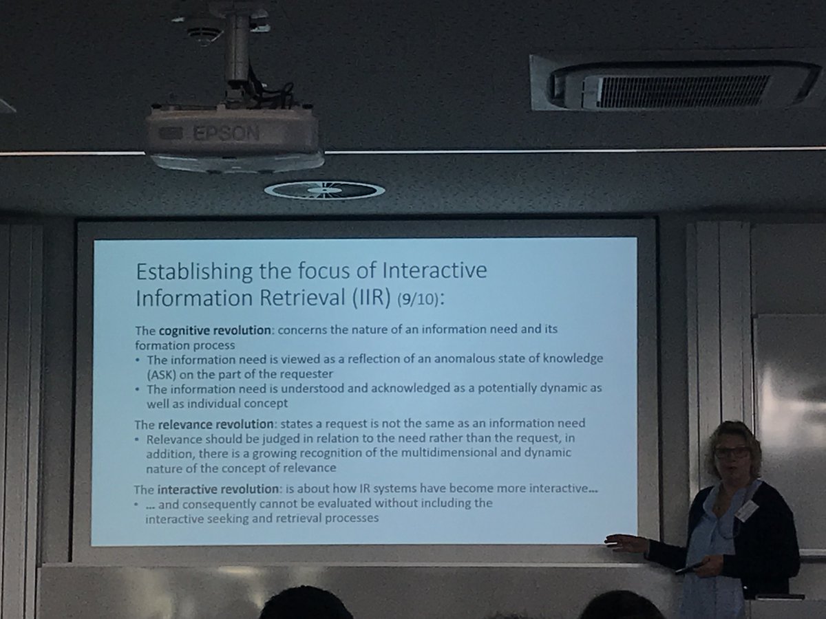 iFromm's tweet photo. Pia Borlund talking revolutions in IR  #ASIRF2018 https://t.co/pqGueyZeNX