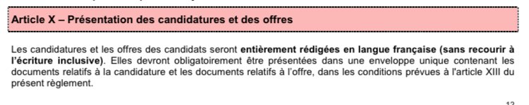 LafayAvocat's tweet photo. L’écriture inclusive n’est pas la bienvenue dans ce DCE...mais quel candidat voudrait rédiger son offre ainsi ??
#marchespublics #ecritureinclusive #DCE https://t.co/UVjxs6czEP