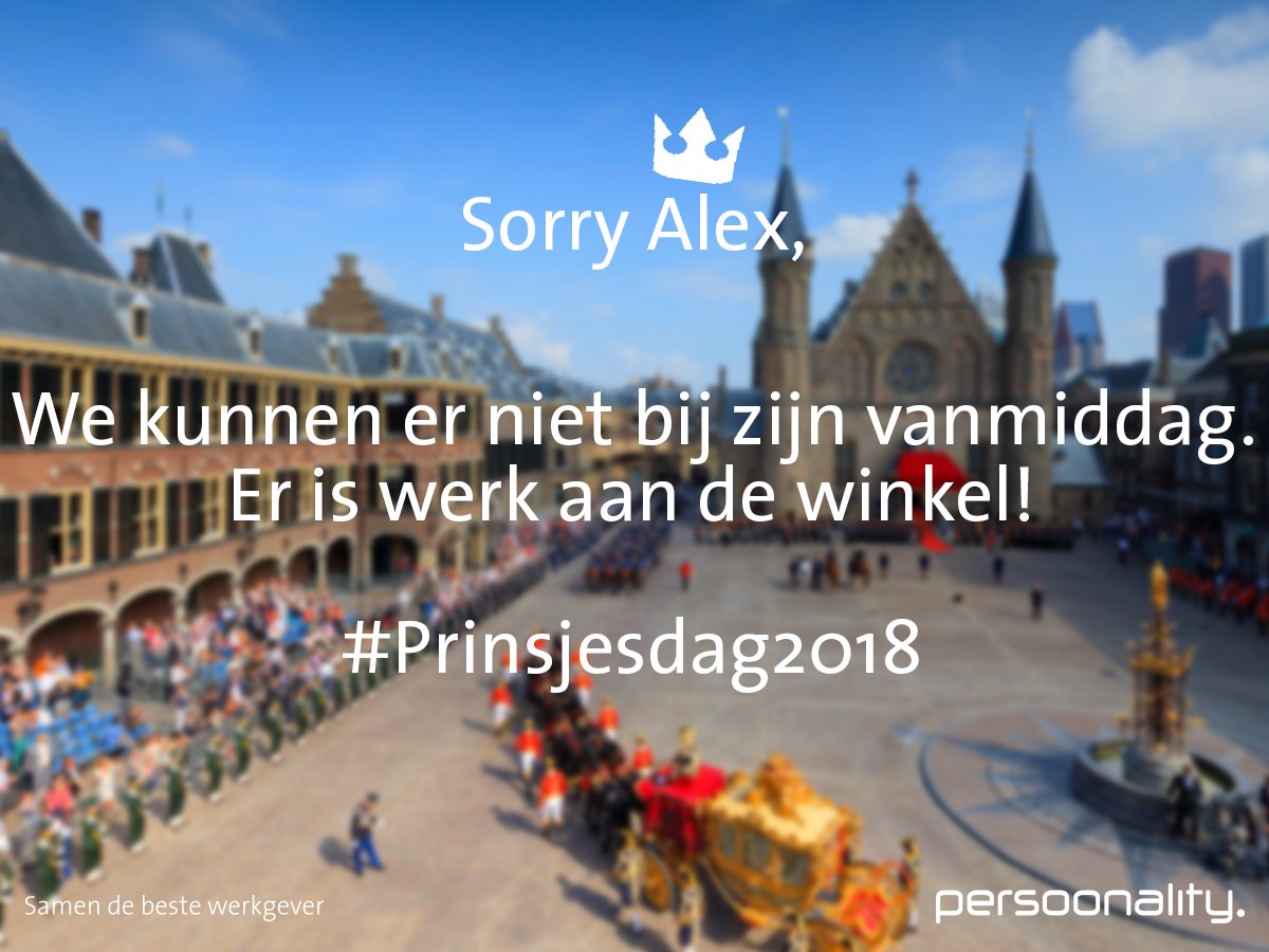 Wij kunnen er niet bij zijn.. We staan namelijk op Gastvrij Rotterdam! Zien we u ook? Hal 3, stand 3.007! #prinsjesdag2018 #persoonality