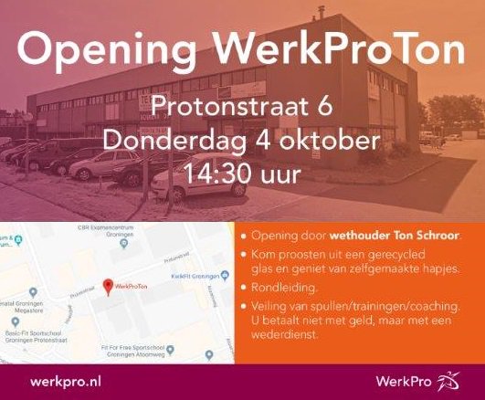 StVlechter's tweet photo. 4 oktober Opening WerkProTon. WerkProTon is een verzamelgebouw dat bestaat uit verschillende bedrijven en activiteiten van Werk Pro. Je bent van harte welkom! https://t.co/0YrO6J5WFS