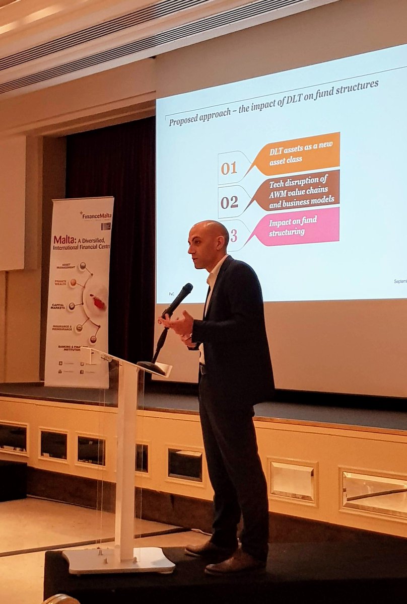 FinanceMalta's tweet photo. Chris Mifsud Bonnici, Senior Manager @PwCMalta talks about 'New Forms of Fund?' - Will we require new fund types, or does it become easier to create hybrid funds? at the @FinanceMalta #BlockFinance event. #fmevents #blockchainisland https://t.co/MnuL5z367Y