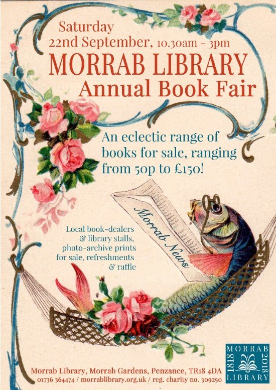 Newlynbooks's tweet photo. This Saturday #bookfair #Penzance Please do retweet and spread the word. Got to justify carrying all those books upstairs at the #Morrab ! https://t.co/ezB7748xQM