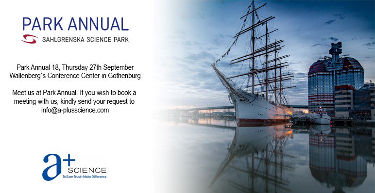 aplusscience's tweet image. Meet us @Park Annual in Gothenburg!