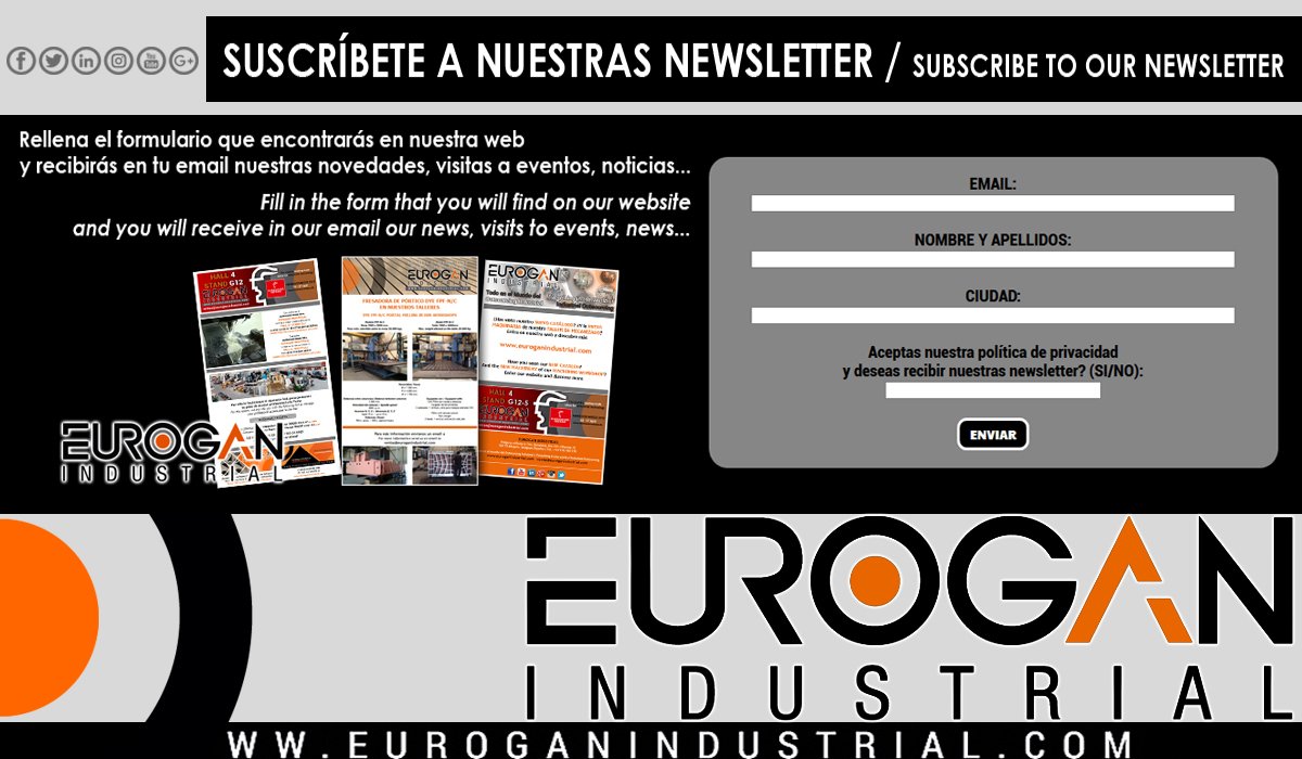 SUSCRÍBETE A NUESTRAS #NEWSLETTER / SUBSCRIBE TO OUR NEWSLETTER
👉 Rellena el formulario que encontrarás en nuestra #web y recibirás en tu email nuestras novedades, visitas a eventos y noticias...
✅euroganindustrial.com 🌐ventas@euroganindustrial.com
#mecanizado #machining