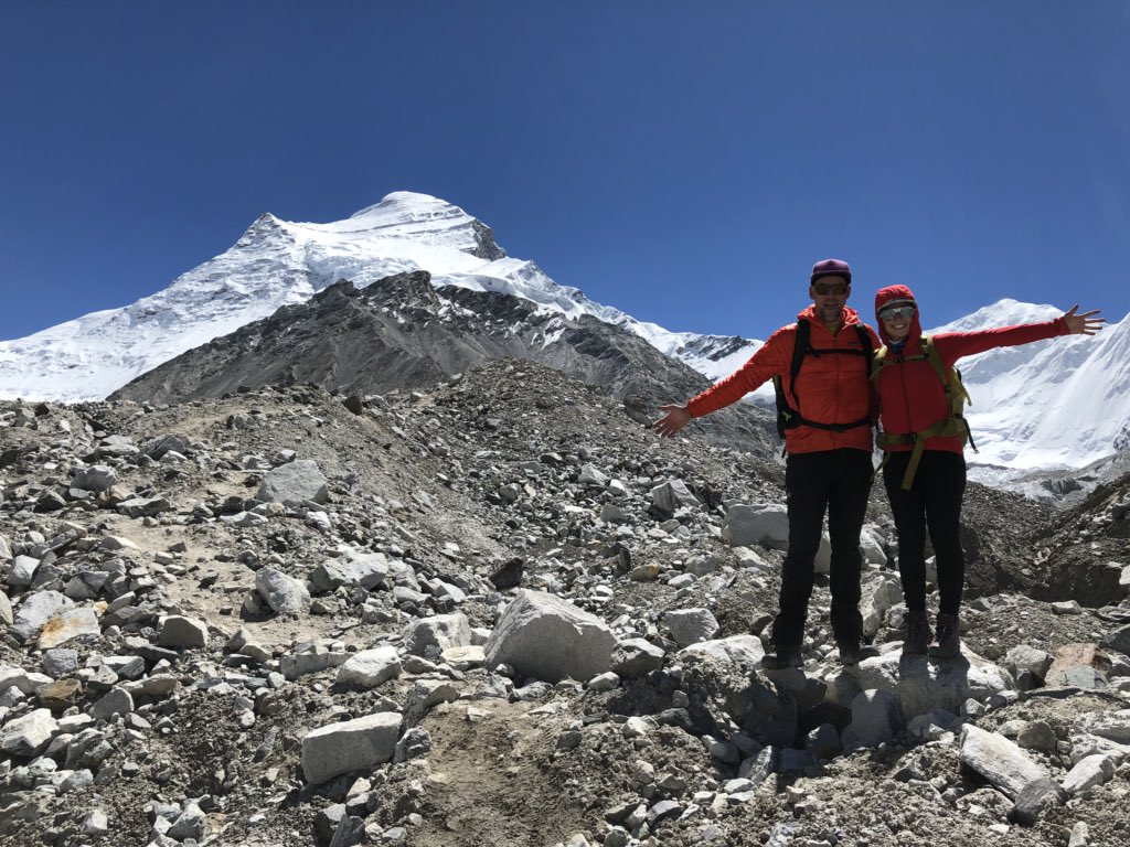 carolinegleich's tweet image. After four days of rest back at base camp, I’m back up at advanced base camp at 18,700’/5700m and feeling ok! Tomorrow, if I’m feeling well, we will make a rotation to camp 1. #chofosho #adventuredoneright