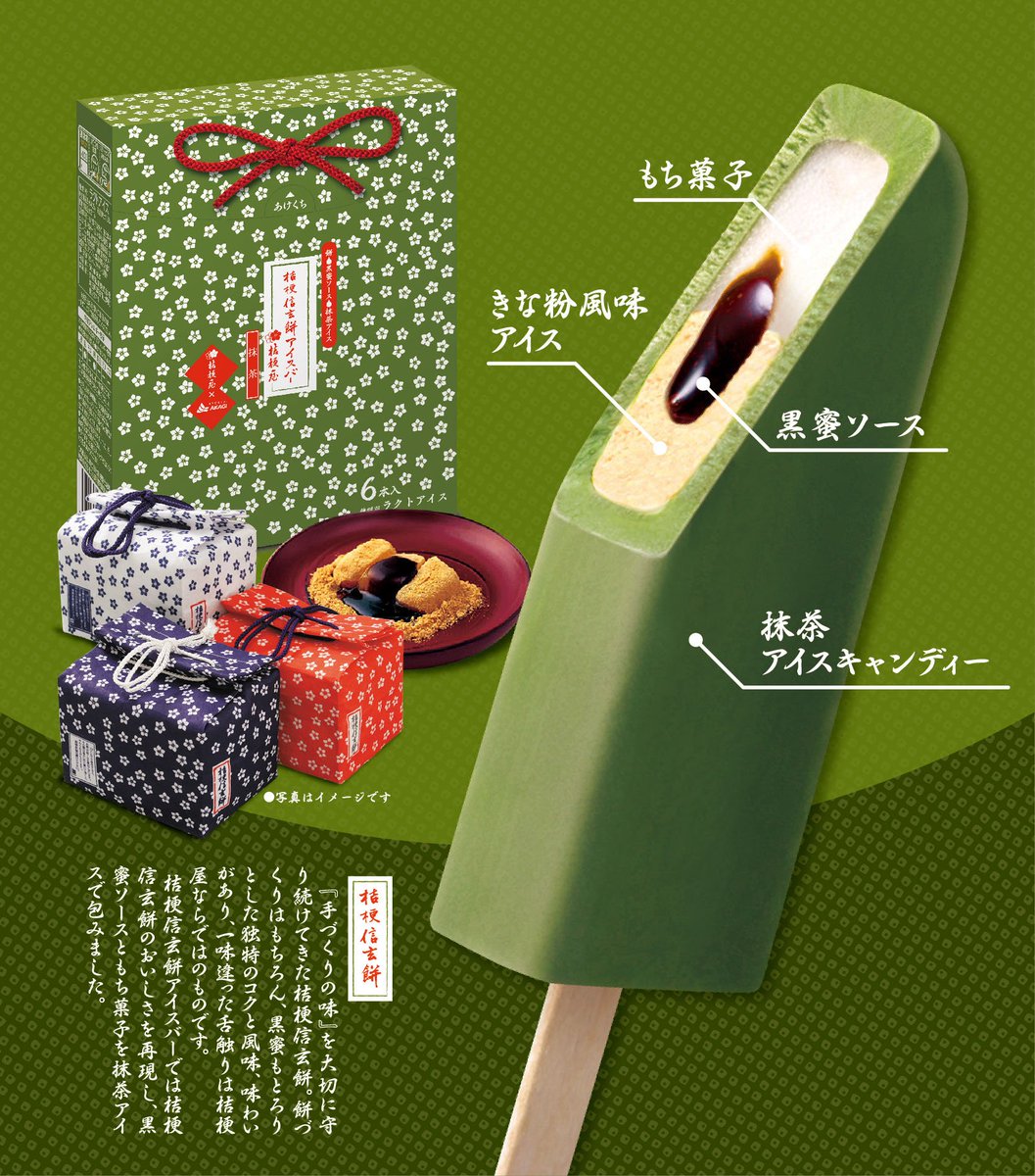 赤城乳業 公式 Twitter वर 本日発売 桔梗信玄餅アイスバー第二弾 あの 桔梗信玄餅 の桔梗屋と赤城乳業の共同開発 今回はなんと抹茶味 もち菓子 黒みつソース きなこアイスを抹茶味アイスキャンディーで包みました 1本で4つの味をお楽しみ 赤城乳業 公式 Twitter वर 本日発売 桔梗信玄餅アイスバー第二弾 あの 桔梗信玄餅 の桔梗屋と赤城乳業の共同開発 今回はなんと抹茶味 もち菓子 黒みつソース きなこアイスを抹茶味アイスキャンディーで包みました 1本で4つの味をお楽しみ
