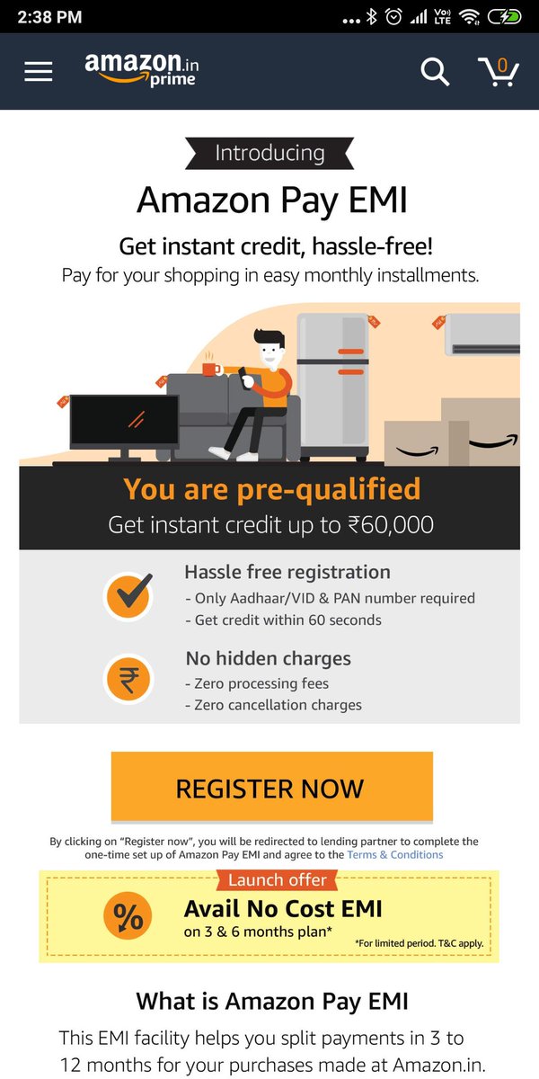 AmreliaRuhez's tweet photo. Amazon Started Registration For Their Own No cost EMI Option i.e. Amazon Pay EMI for items worth Rs.8000 & more
#TEAMRUHEZ #amazonpay #Amazon #amazonpayemi @amazonIN https://t.co/tvA17DMKK6
