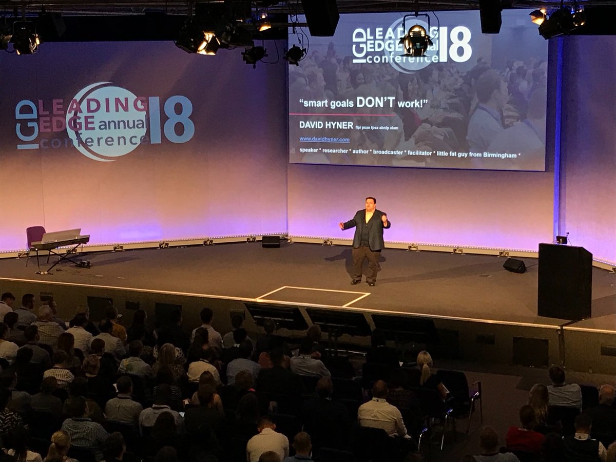 updatesfromIGD's tweet photo. SMART goals don’t work they set you up for mediocrity at best. The message from @davidhyner our first speaker. #LEAC18 https://t.co/btz35tnuLl