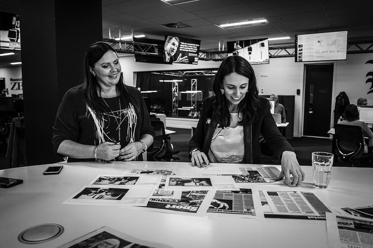 Amazing day in the ⁦<a href="/nzherald/">nzherald</a>⁩ newsroom with Guest Editor ⁦<a href="/jacindaardern/">Jacinda Ardern</a>⁩ .. Thank you for helping us tell the wonderful stories of NZ women to mark #Suffrage125 #herstory