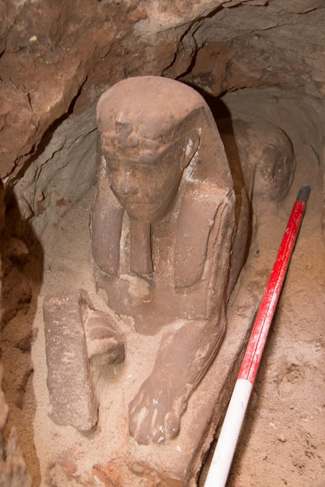 TourismandAntiq's tweet image. The Egyptian archaeological mission working on the project of reducing the groundwater level in Kom Ombo temple in Aswan uncovered a Sandstone statue of a Sphinx.