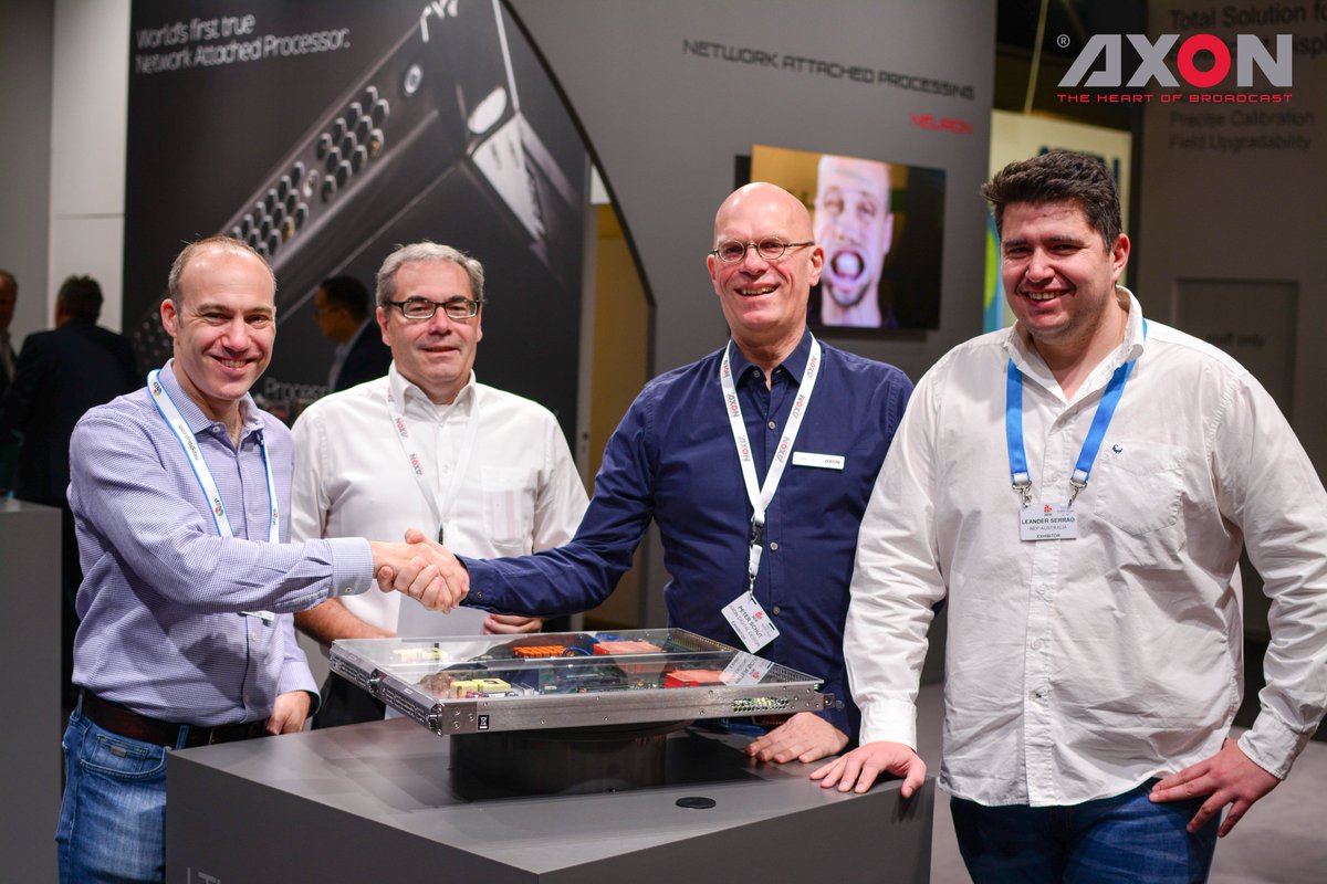 Proud to have <a href="/NEP_au/">NEP Australia</a> on board as Neuron customer! Neuron will be spread across NEP's datacenters and makes processing available anywhere on the network. Neuron, our network attached processor was launched at <a href="/IBCShow/">IBC</a> . axon.tv/neuron