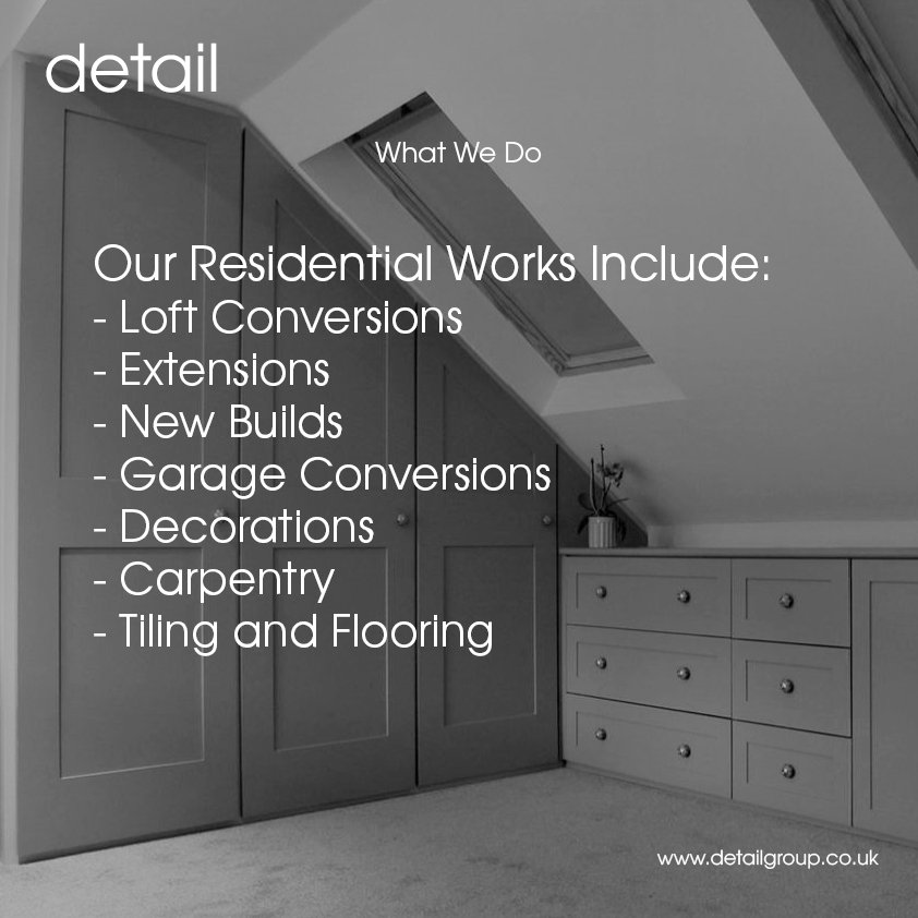 A summary of the Residential works we offer. #Residential #Loft #Extension #Construction #Decorating #Home #London #Essex #Hertfordshire