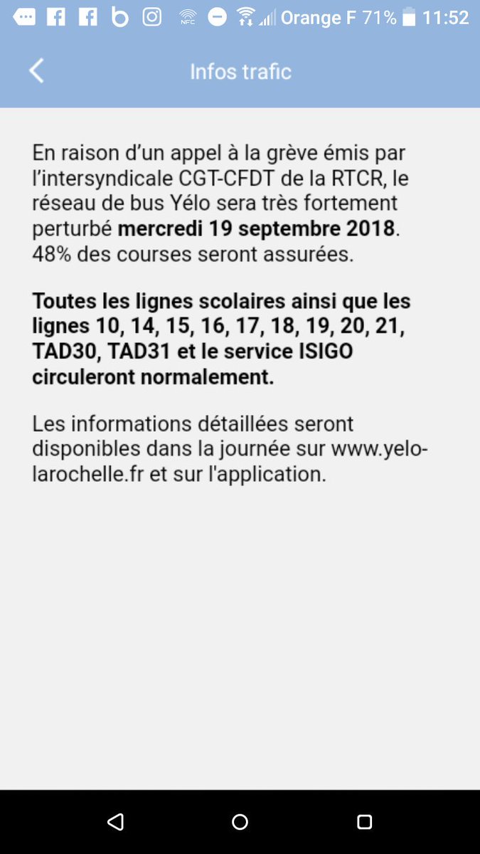 #LaRochelle Mercredi 19 septembre, le réseau #Yélo sera très fortement perturbé en raison d'un appel à la grève émis par l'intersyndicale CGT-CFDT de la #RTCR.
