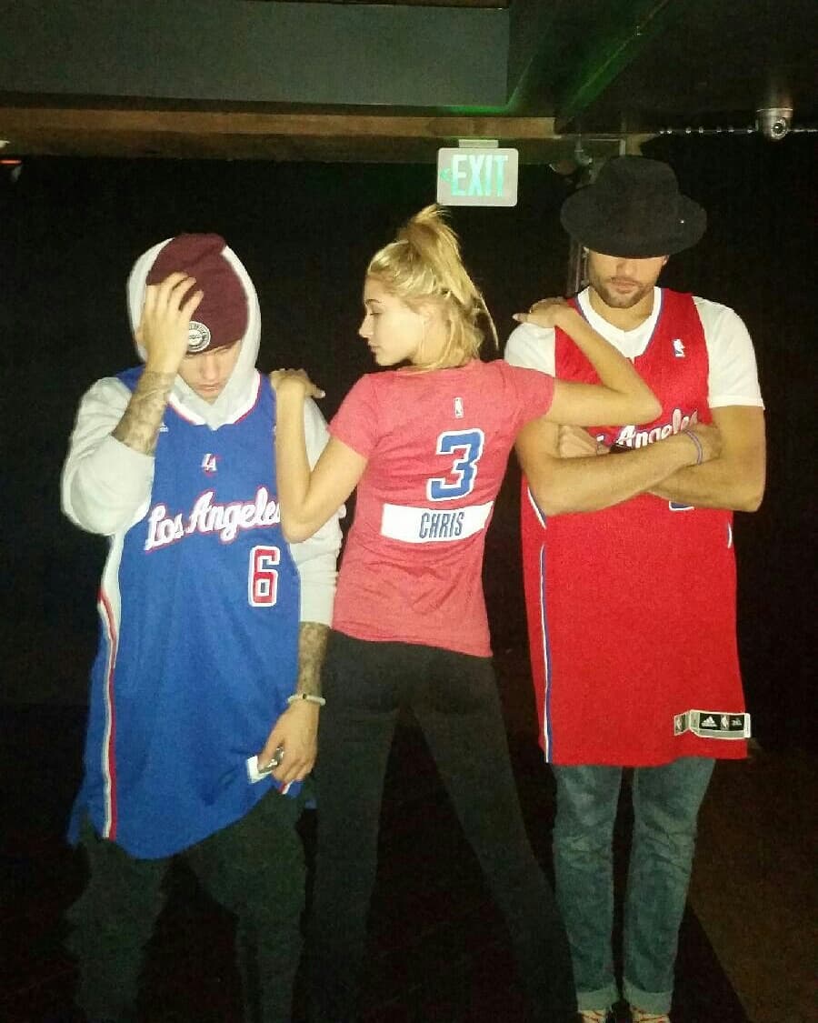 December 1, 2014. Hailey, Justin and Joe at the LA Clippers game in Los Angeles.