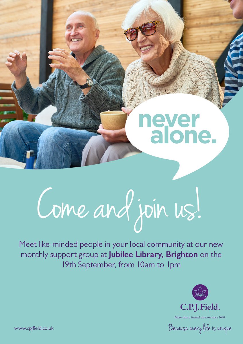 CPJField's tweet image. Looking for something to do tomorrow in #Brighton? Come along to our free #NeverAlone monthly support group at @BHLibraries to meet like-minded people in your community. More details are below. #SupportingLocalCommunities