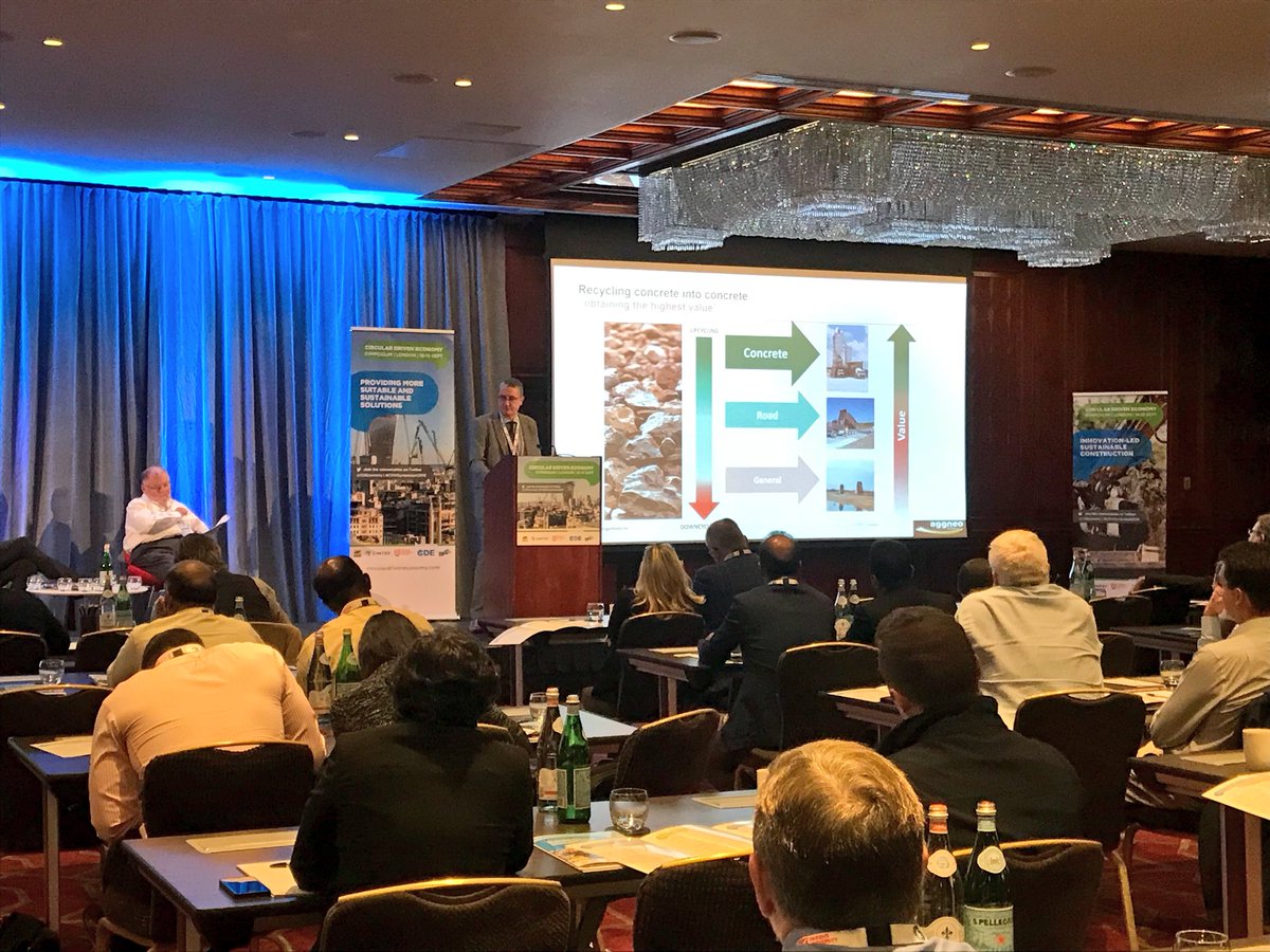 cdegroup's tweet photo. Mark Tomlinson from @LafargeHolcim sharing some great insights on the barriers of re-use for recycled aggregates from a large PLC at the @CDEconomy 2018.
The morning session has delivered some great insights for delegates.
#circulareconomy #CDWSymposium2018 https://t.co/YRPFgUaNab