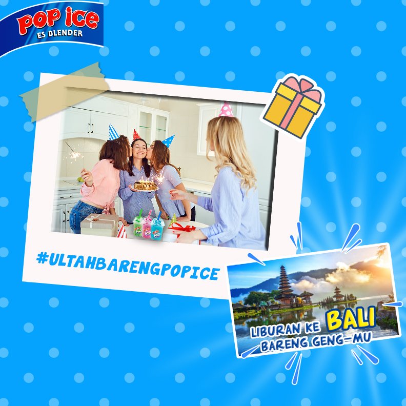 Kejutan ulang tahun dari kamu adalah hal yang paling di nantikan oleh sahabatmu loh Pop Ice Lovers. Nggak perlu mengeluarkan biaya apapun, kamu cukup ikutan #UltahBarengPopIce aja. Trus kamu bisa menangin jalan-jalan ke Bali bareng geng kamu loh! Cek: bit.ly/2PLG2Ye