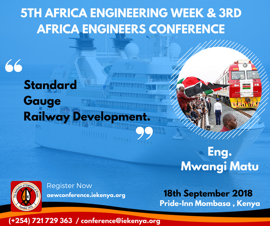 TheIEK's tweet photo. The Standard Guage Railway ( SGR) Development
At #AfricaEngineeringConference2018 
RT
@BrainverseTech @WomEngKenya @swel_engineers @UnescoEast @InstOfEngRwanda @energy_ke @KAM_kenya @ncakenya @nimeche @myengineers @kenya @KTNNews @citizentvkenya @mowteender_lucy https://t.co/YDWFynhYMY