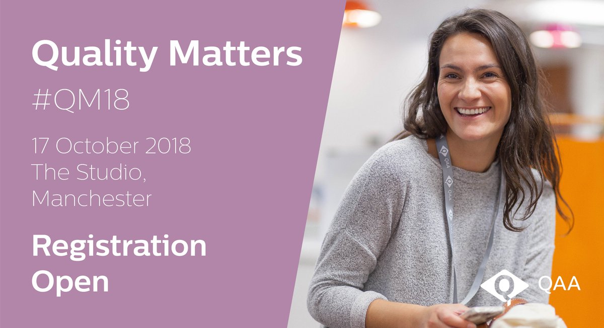 Registration for Quality Matters is now open! This event is all about student engagement in quality assurance, and will discuss the changing regulatory landscape and how these changes have impacted student engagement. Sign up here: qaa.ac.uk/news-events/ev… #QM18