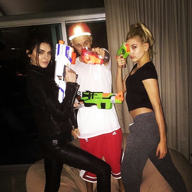 December 17, 2014. Justin via Instagram: "kendalljenner why the need for two guns fool and haileybaldwin good work today we were killin everyone   #nerfwars"