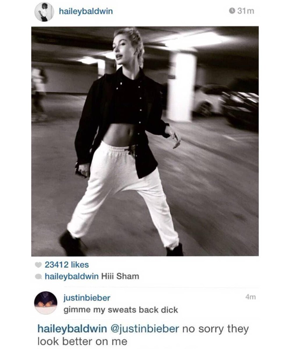 December 20, 2014. Justin commented in Hailey's post.