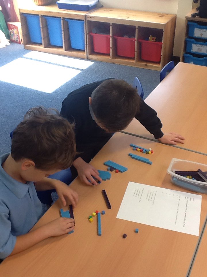 Class3KA_NR's tweet photo. Lots of practical maths this morning making amounts using rods and ones to understand place value. #10more #10less #1more #1less https://t.co/QLqDqCxAUS