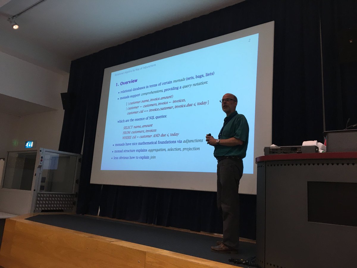 wicko3's tweet photo. We now have @jer_gib speaking about the theoretical foundations of relational databases. #SREPLS https://t.co/ZzlHD2wQ6H
