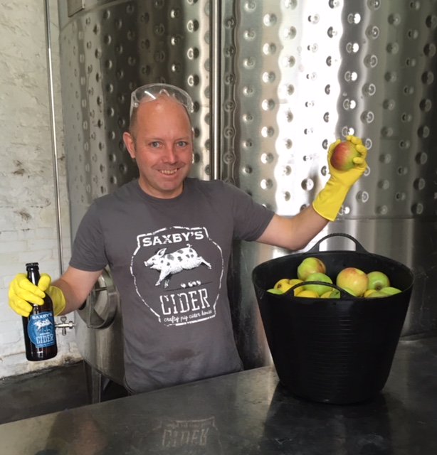 This is Simon. He’s new and in charge of apple pressing. Simon wants YOUR apples. Starting from Sept 24th to the end of our pressing time we will swap “a bucket for a bottle”. See our website for more info saxbyscider.co.uk/news/