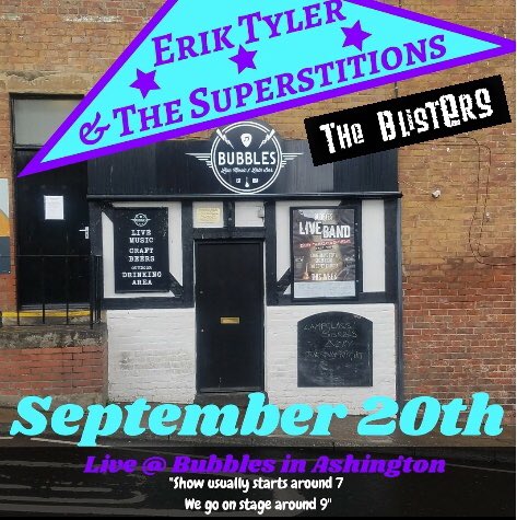 Next up for us is this Thursday <a href="/BubblesBar/">Bubbles Bar</a> Ashington with Erik Tyler &amp; The Superstitions. 9pm FREE Entry! See ya there cheers!!!! <a href="/PeeshNE63/">Peesh LoGOz</a> <a href="/NeilDillon82/">Neil Dillon</a> <a href="/AshingtonCrier/">AshingtonCrier</a> #Ashington