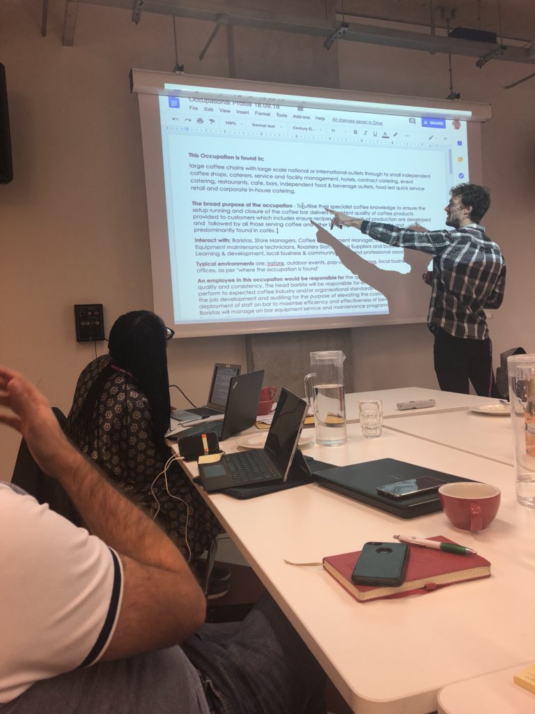 Today we continued to strive for a Head Barista Apprenticeship. Now chaired by Caffè Nero and supported  by <a href="/Starbucks/">Starbucks</a> <a href="/HarrisAndHoole/">Harris+Hoole</a> <a href="/CostaCoffee/">Costa Coffee</a> <a href="/SmallBatchCR/">Small Batch Coffee</a> <a href="/Gatherandgather/">Gather & Gather</a> Taylor Street and many more. #Apprenticeship #TrailBlazer #headbarista