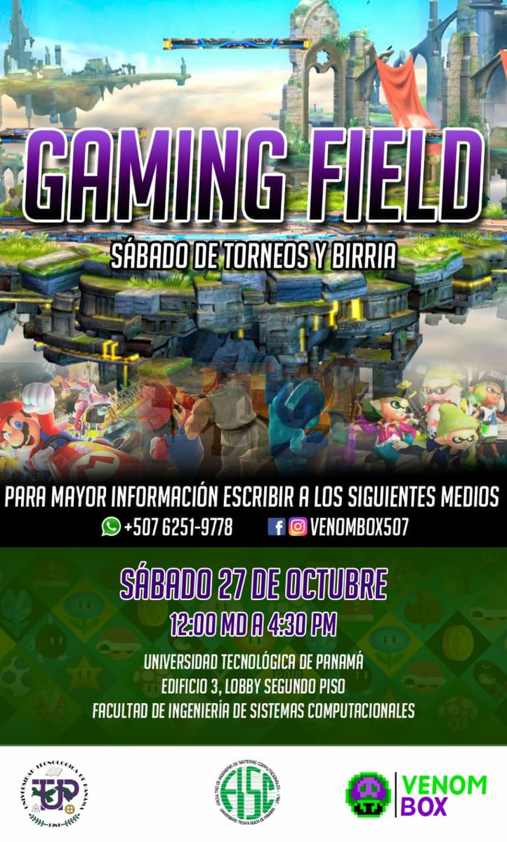utpfisc's tweet image. Sábado de Torneos y Birria 🎮👾 #VenomBox 
Gaming Field #VidaFISC