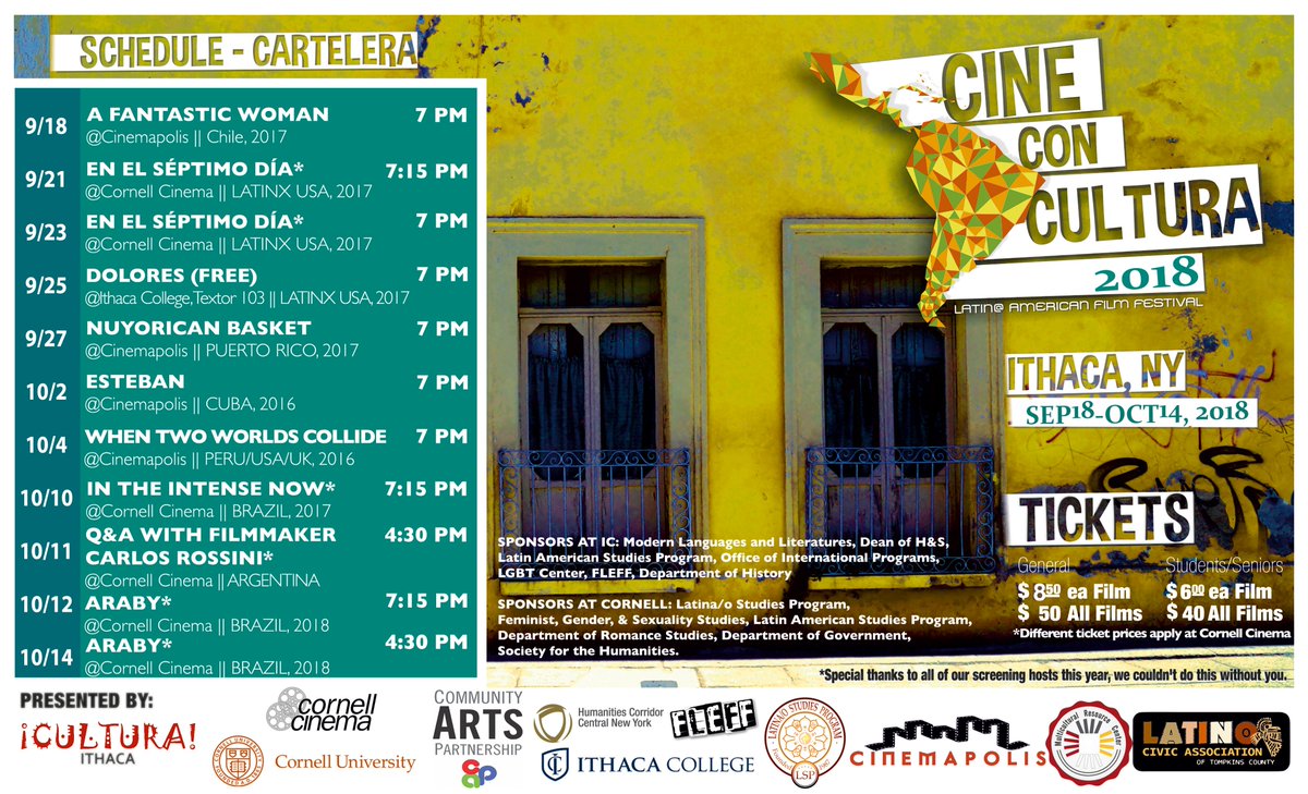latina_o's tweet photo. Join Cine con Cultura screening of En el Séptimo Día (On the Seventh Day) @CornellCinema https://t.co/HctVVGAmSr
@CornellOISE @cornellfgsu @fgss_cornell @CornellROMS @sochum #LatinoHeritageMonth https://t.co/mQoth8SDUF