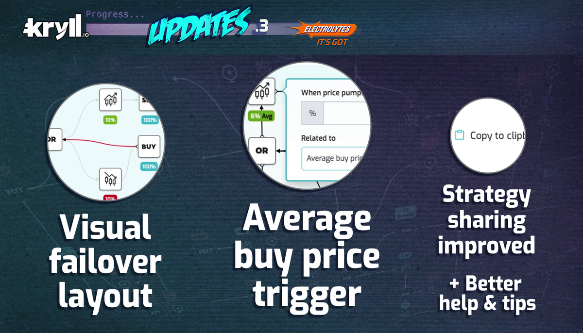 kryll_io's tweet photo. 🔥 Our devs are on fire! Update #3 is now live on #Kryll Funder Edition with :
— Visual failover layout
— Average buy price trigger
— Easier strategy sharing
— Better help & tips
— Improved stability
➡️ https://t.co/OMFKnb4uK9
$KRL #AutomatedStrategies #KryllUpdate https://t.co/vlFuye0E0t