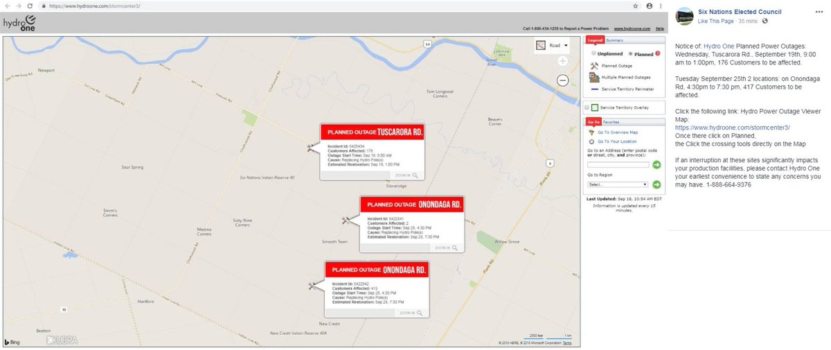 Six Nations Of The Grand River On Twitter Hydroone Notice Power Outages On Sixnations 2 Locations Sept 19th Tuscarora Rd Sept 25th On Onondage Road To View Power Outage Viewr Map