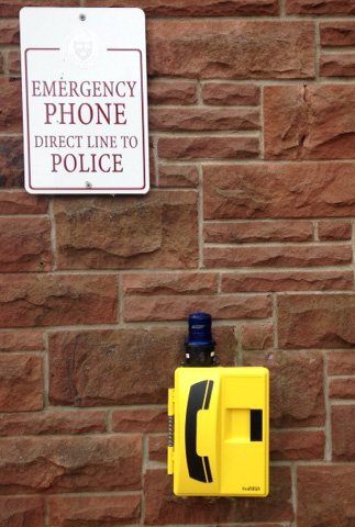Did you know there are emergency phones located in 6 different locations on campus?1) library main entrance 2) side entrance to Avard-Dixon3) outside of Wu Centre  4) main entrance to Harper Hall 5) back entrance to Bennett House 6) back entrance to Athletic Centre