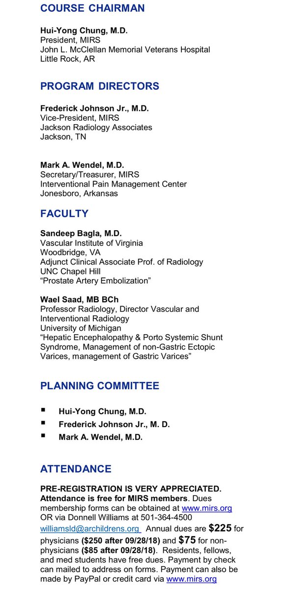 Join us for the 2018 Mid-America Interventional Radiological Society Annual Meeting in beautiful Branson, MO! Featuring guest lectures by Sandeep Bagla, MD and Wael Saad, MB BCh. #radres, #iradfellows and #medstudents attend for FREE! 

Details: mirs.org/events.html