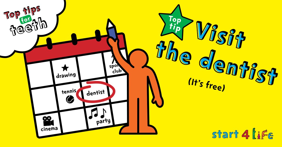Visiting the dentist is important, so take your kids regularly. And don’t forget it’s free for pregnant women and everyone up to 18. #TopTipsforTeeth