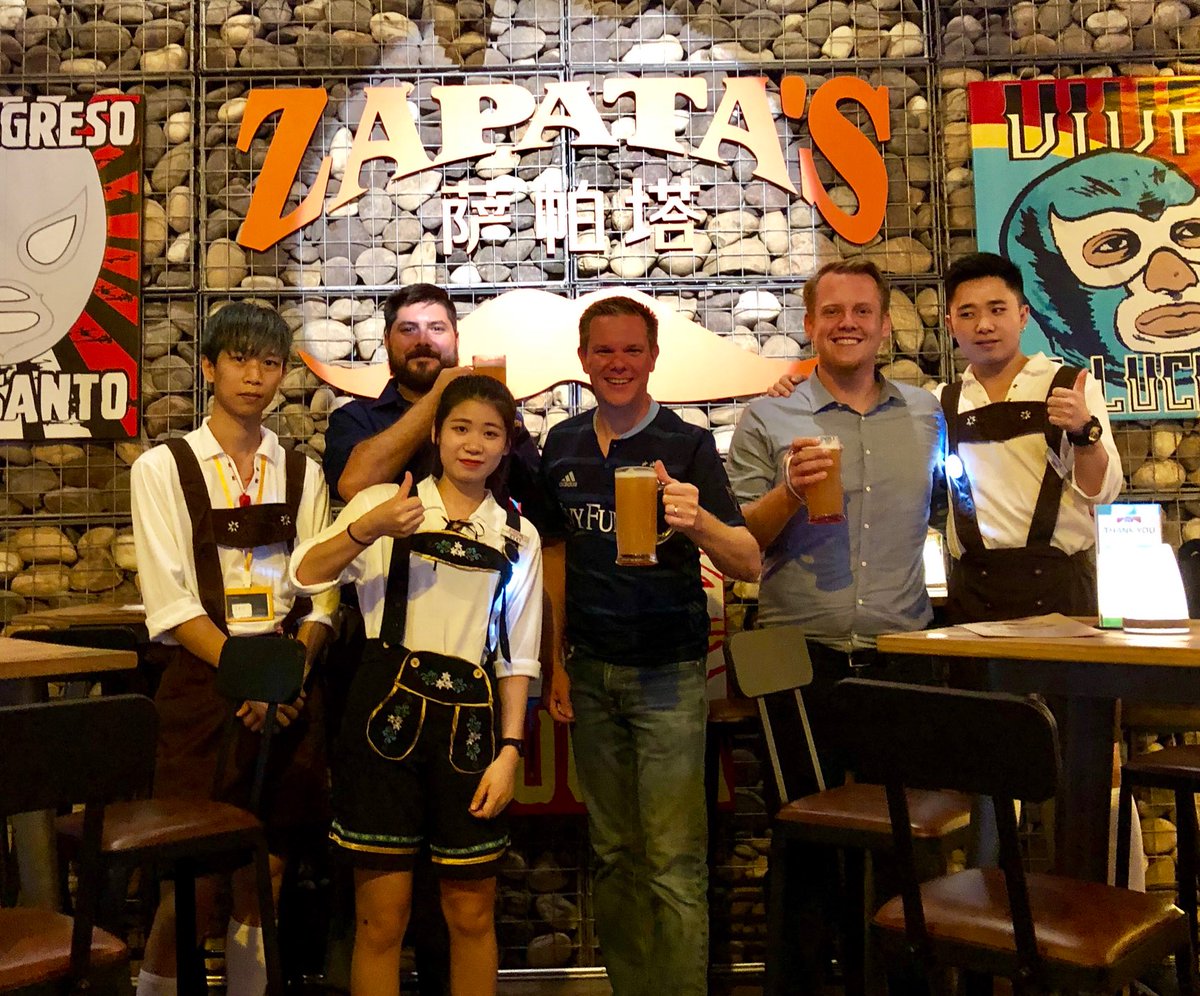 JustinMeyerKC's tweet photo. It’s a Mexican bar in China and everyone is wearing lederhosen... 🤔 (@ Zapata's in Guangzhou) https://t.co/23LOzGM5hu https://t.co/ASHcnKLusi