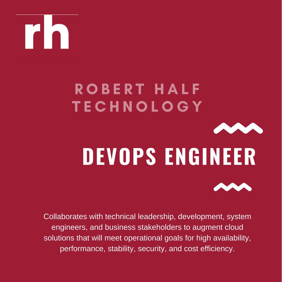 nolatech_jobs's tweet image. DevOps Engineer at Robert Half @RobertHalfTech More info at ow.ly/jjTe30lOesk #NOLATech #NOLATechJobs #Technology #Tech #NewOrleans #NOLAJobs #Jobs #Careers #TechJobs #DevOps #RobertHalf #Engineer