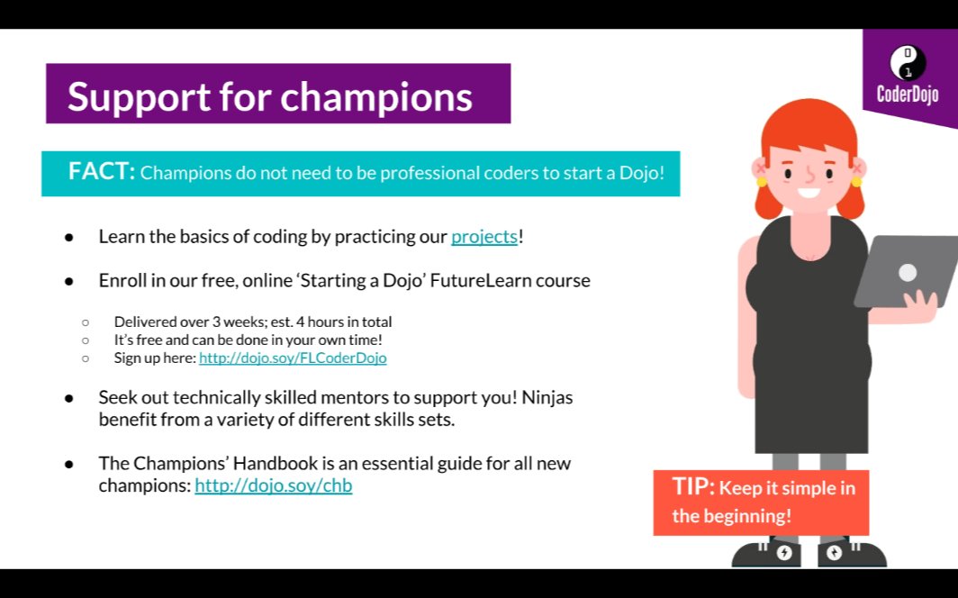 CoderDojo's tweet photo. Learn more about a typical Dojo session on our webinar running right now! https://t.co/fqd8I36ibE
#StartADojo #Code #TuesdayMotivation https://t.co/Mr29q4XpoL